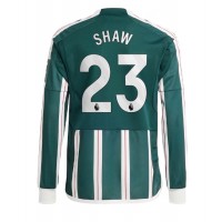 Fotballdrakt Herre Manchester United Luke Shaw #23 Bortedrakt 2023-24 Langermet